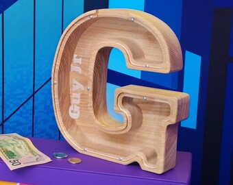 Personalized Wooden Letter Piggy Bank: Kids Nursery Decor