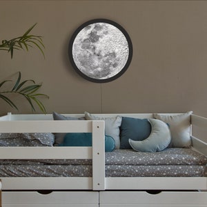 Lampe lunaire lumineuse, veilleuse lunaire pour chambre d'enfant, LED Moon raund pour décoration spatiale, veilleuse magique, cadeaux sympas pour filles et garçons.