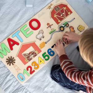 Personalized Name Puzzle With Pegs, Baby Shower, First Birthday, New Baby Gift, Wooden Toys, Christmas Gifts for Kids, Wood Toddler Toys,