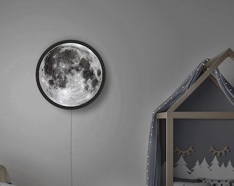 Moon Wall Lamp Night Light Moon Lamp Hanging Wall Full Moon Home Decor LED Lamp Moon Light Bedroom Wall Decor Lunar Wall Art New Home Gift