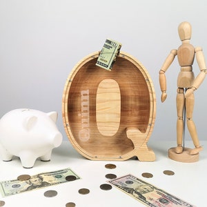 Tirelire en bois, cadeau en bois pour les enfants, tirelire personnalisée pour garçons, cadeau de douche de bébé neutre, banque de lettres personnalisée de décor de pépinière de garçon,