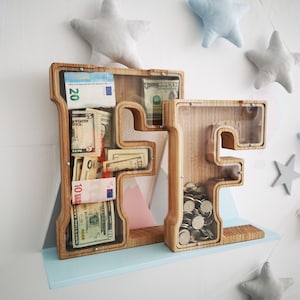 Alcancía Grande personalizada, Alcancía personalizada para niños, Alcancía de madera para niños y niñas, Alcancía de cartas, espardosa, Día del Padre