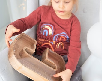 Personalized Wooden Letter Piggy Bank: Nursery Decor, Kids Gift