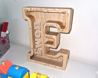 Coin Bank With Name, Wooden Name Piggy Bank Personalized, Coin Bank Initial Money Box for Boy & Girl, Custom initial Coin Bank, Newborn Gift