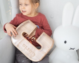 Personalized Wooden Letter Piggy Bank: Nursery Decor, First Coin Bank