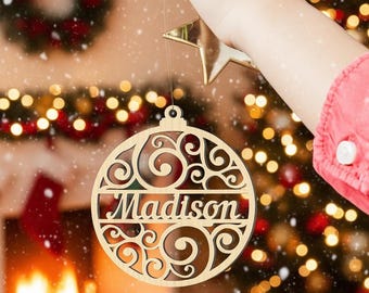 Personalized Wooden Christmas Ornament: Laser Cut Bauble