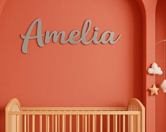 Gold Nameplate Personalized Wall Mounted Plastic Baby Nameplate Silver or Gold Newborn Baby Name Sign, self adhesive name on the wall