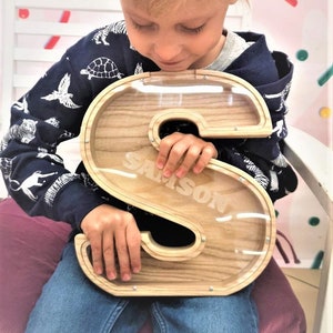 Hucha personalizada para niños, hucha para niño, fondo universitario, contador de dinero, soporte para monedas, carta de hucha de madera personalizada
