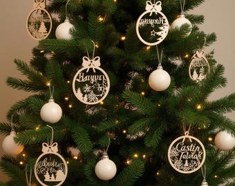 Personalized Wooden Christmas Ornaments: Laser Cut Birch Plywood