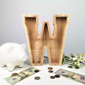 Personalized money box for kids, Wood Piggy Bank, Nursery Decor, Newborn Gift, Personalized Piggy Bank,  Coin Bank,  Father&#39;s Day Gift