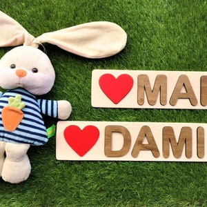 Wooden Baby Toys, Personalized Name Puzzle With Pegs, New Baby Gift, Baby Shower, Gift Gifts for Kids, Wood Name Puzzle, First Birthday