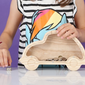 Сoin bank for kids, Piggy bank car, Gift for boy, Large wooden piggy bank, baby girl gift, nursery decor, Christmas gift, wooden piggy bank