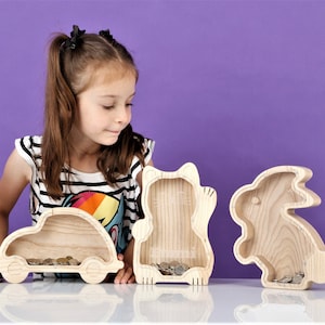 Сoin bank for kids, Large wooden piggy bank, Gift for boy, piggy bank for girl, baby girl gift nursery decor, ostergeschenk für, Animal bank