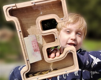 Caja de dinero personalizada para niños, Hucha de madera para niños, Decoración de guardería, Regalo recién nacido, Regalos para niños Hucha personalizada, Hucha