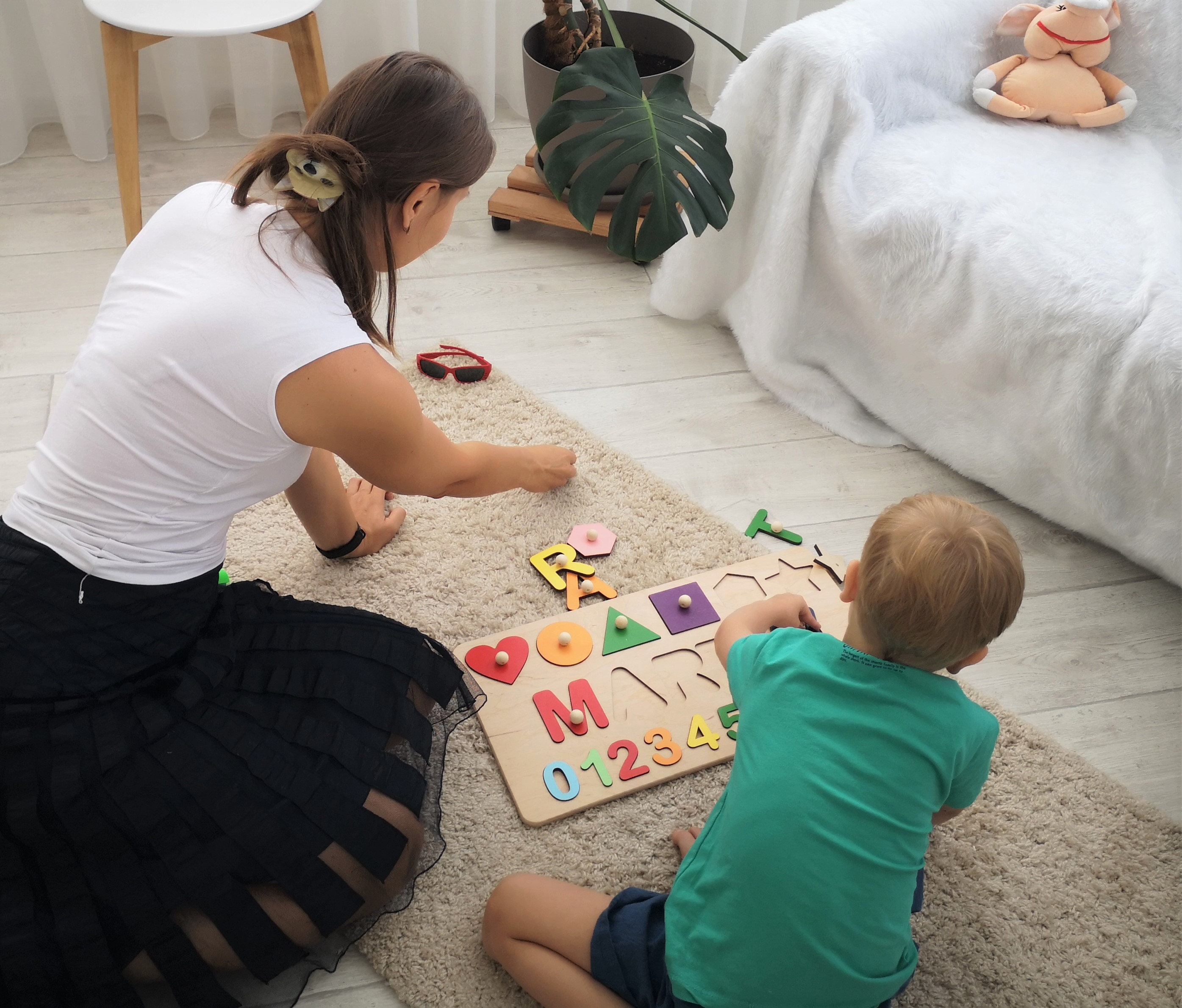 Personalized Baby Puzzle Name Puzzle With Pegs Busy Puzzle Etsy