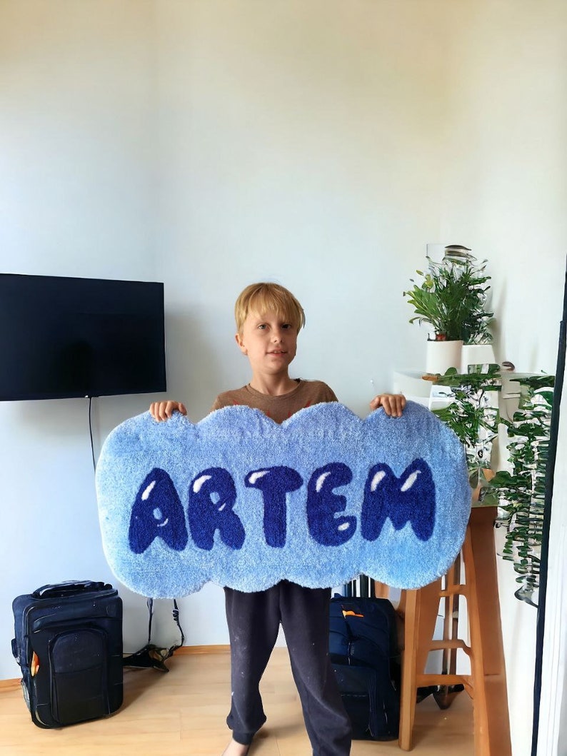 Custom Tufted Rugs Name Area Carpet, Personalized Name Cool Rugs