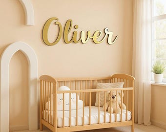 Custom Baby Name Sign: Gold or Silver Mirror, Nursery Decor