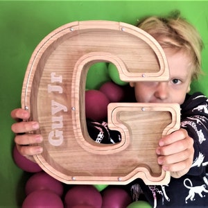 Caja de dinero personalizada para niños, regalo de baby shower, alcancía de madera, alcancía personalizada, alcancía de letras, regalos de Navidad para niños