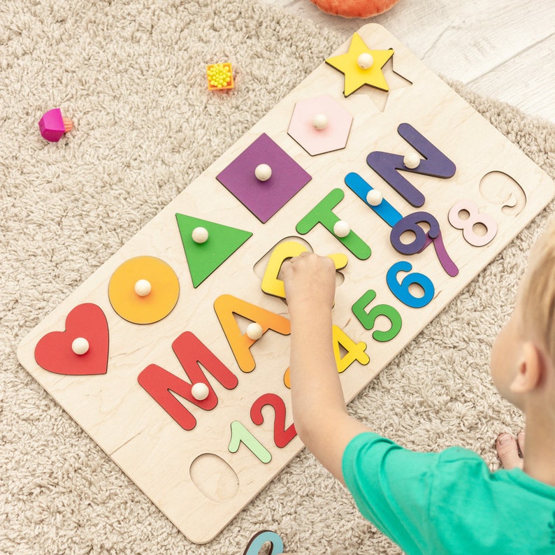 Personalized Baby Puzzle Name Puzzle With Pegs Busy Puzzle - Etsy