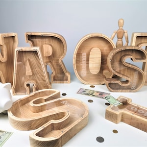 Alcancía personalizada, Alcancía de madera para niños, Alcancía para niñas, Decoración de guardería, regalo para niños, Alcancía de cartas, Primera alcancía
