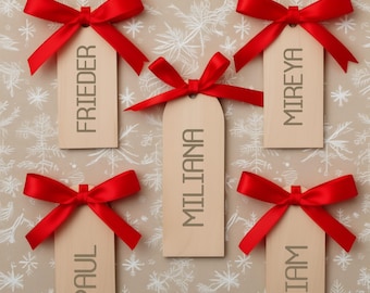 Personalized Christmas Stocking Name Tags | Custom Wooden Name Tags | Holiday Stocking Labels