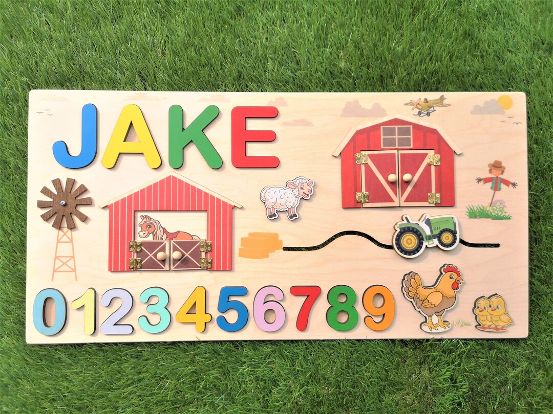 Personalized Baby Puzzle, Name Puzzle, Busy Puzzle, Montessori Toys, Wooden Name With Numbers