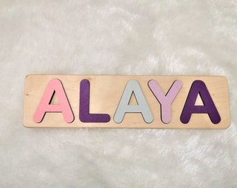 Personalized Wooden Name Puzzle: Montessori Toy, 1st Birthday Gift
