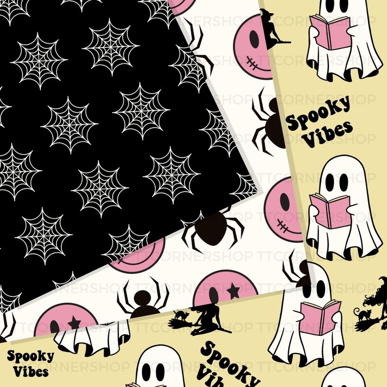 Pink Halloween Digital Paper Pack | Seamless Halloween Digital Paper ...