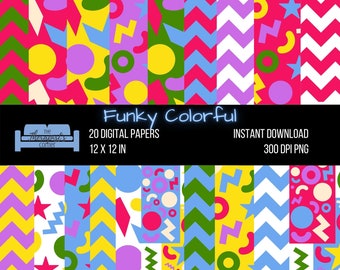 Funky Colorful Pattern Digital Papers