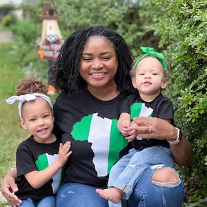 Nigerianische Farben Afrikanische Karte T Shirt, Unisex Afrikanische Karte T Shirt, Mommy and me African Map T shirt, Daddy and me African Map T Shirt