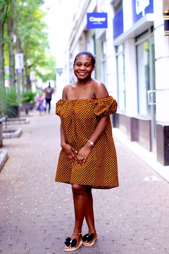 African print off shoulder dress clearance styles