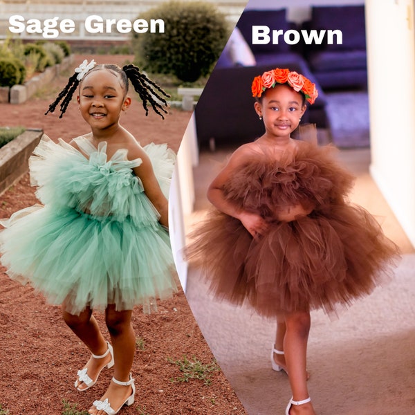 Haut sans bretelles Tutu et jupe, haut et jupe Tutu pour tout-petits, haut et jupe Tutu filles, fille de fleur, tenue de fille d'anniversaire, tenue vert sauge