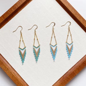 Boho Chic Arrow Long Dangle Earrings,Miyuki Delica Seed Beads,Handmade Beaded Jewelry,Brick stitch beaded jewelry,Glass beads gift for her