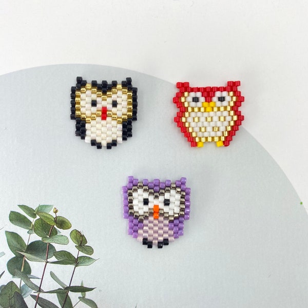 4pcs Miyuki Beated Owl Connector Charm Seed Beads Pendentif pour bracelet Boucle d’oreille Collier DIY Jewery Composants 18X18mm