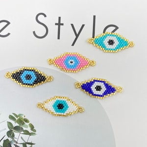4pcs Miyuki Beaded Evil Eye Connector Charm Seed Beads Pendant for Bracelet Earring Necklace DIY Jewery Making components 36mmX15mm