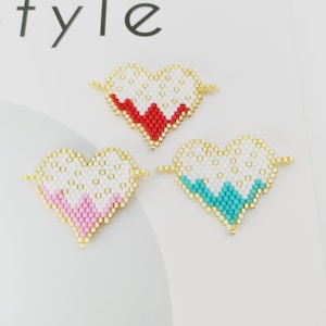 4 stücke Miyuki Perlen Herz Stecker Charme Seed Beads Anhänger für Armband Ohrring Halskette DIY Jewery Herstellung 38X27mm