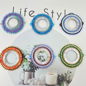 DIY Jewelry Supplies: Beaded Circle Charms Set of 4 - Jewelry Making Accessories,Beaded circle Charm For Jewelry Making,Jewelry KIT