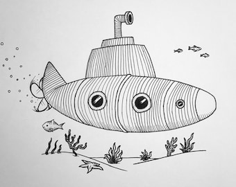 We all live in a Drawn Submarine (signed prints)