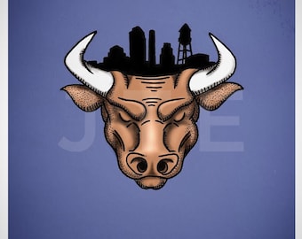 Durham Bull Skyline Print (display watermarked)