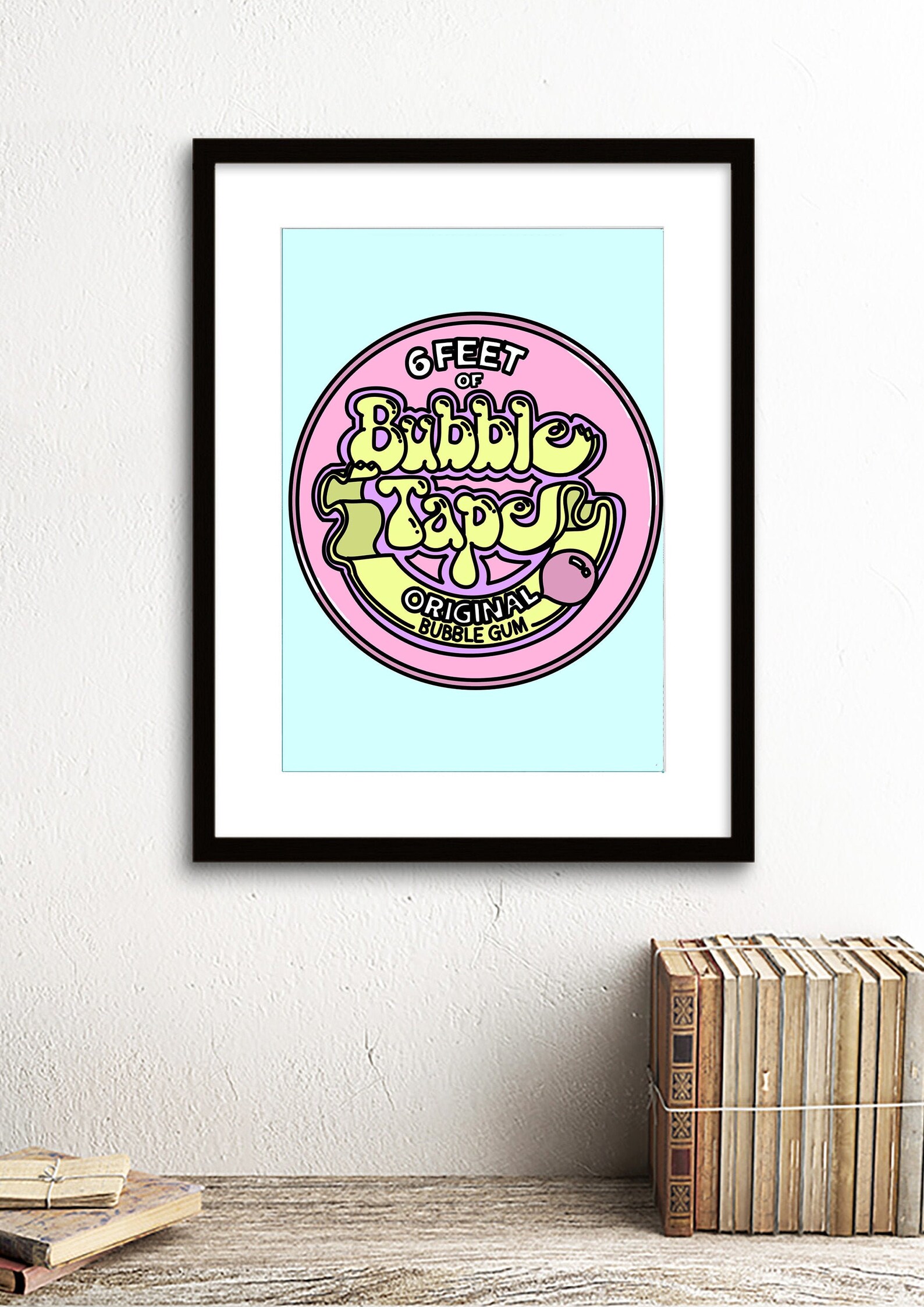 Bubble Tape Print Wall Art Hubba Bubba 90s Nostalgia Art Work | Etsy