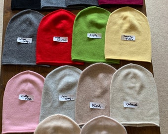 100% cashmere super soft and slouchy beanie hat! Lots of colours! Star beanie available too!