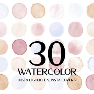 30 aquarelle PNG Insta faits saillants, couvertures Insta, cercles aquarelle, Clipart,