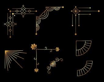 Art Deco CORNERS SVG Dxf Eps Jpeg Art Deco Cut File Clipart