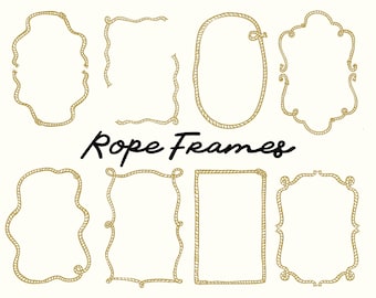 8 Rope Whimsical Style Frames SVG, PNG , EPS, ai - Whimsical style Wedding, Menu, Dinner, Coastal, Western, Cowboy, Bachelorette, Invitation
