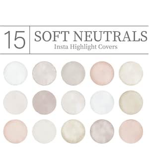 Puede incluir: 15 círculos de acuarela suaves y neutros para portadas de destacados de Instagram. Los círculos son en tonos beige, marrón, blanco y rosa.