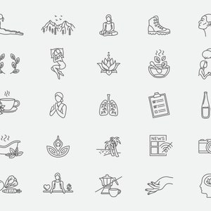 25 svg, png Mental Health Icons Collection, gray, black, white,digital download, clipart, Mindfulness Illustrations, Instagram Highlights