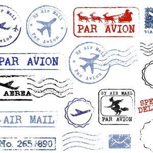 Collection de 17 tampons svg et png Air Mail