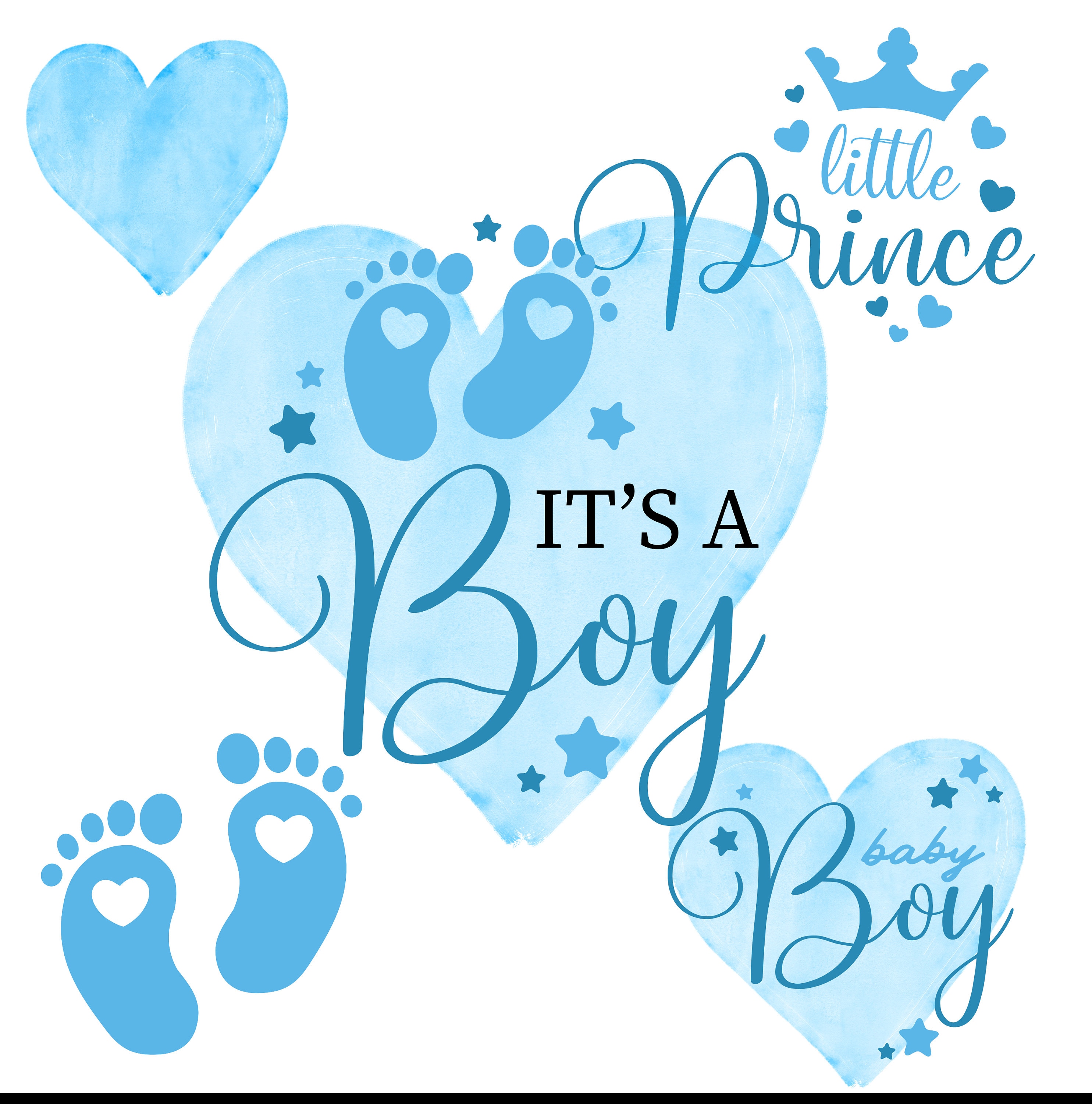 It's a Boy , Digital Files, Set Od 5 Baby Boy Announcement Clipart ...