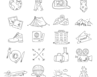 20 mooie SVG, PNG, EPS, AI reizen iconen bundel, icon set, reis, wildernis,