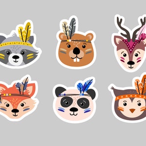 6 lindos rostos de animais boho, tribais e indianos - svg, png e eps
